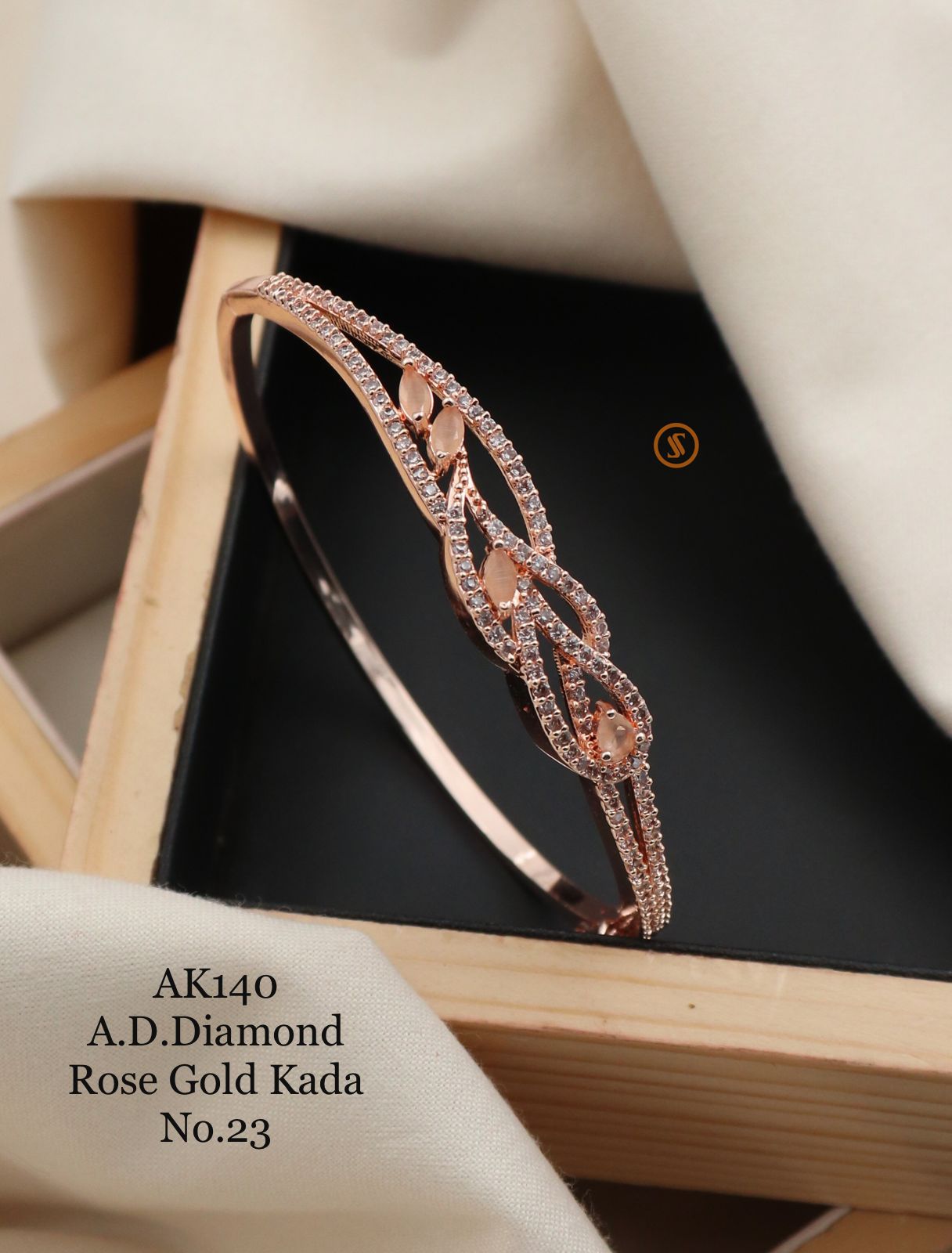 Ad Diamond 4 Designer Rose Gold Kada Catalog
